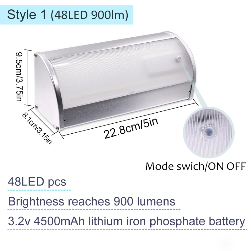 Luz con Sensor de movimiento de Radar para exteriores, luces solares impermeables de 60LED para seguridad, patio, valla, porche, lámpara de iluminación de pared