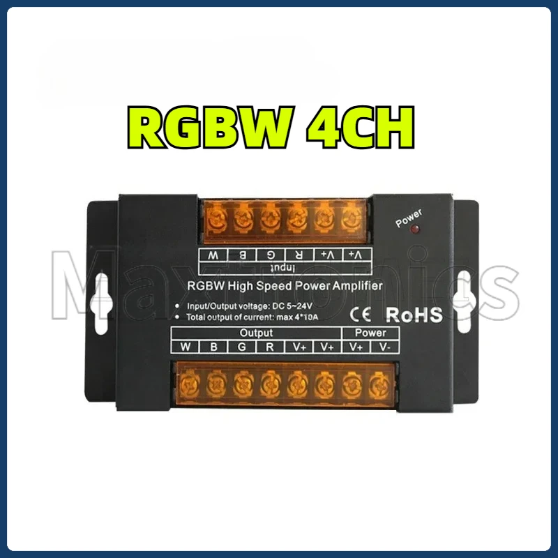NEW RGBW/RGBCW High Speed Power Signal Amplifier 4/5Channels DC5/12/24V 40/50A Data Repeater for 5050 RGB+CCT LED Strip Lights