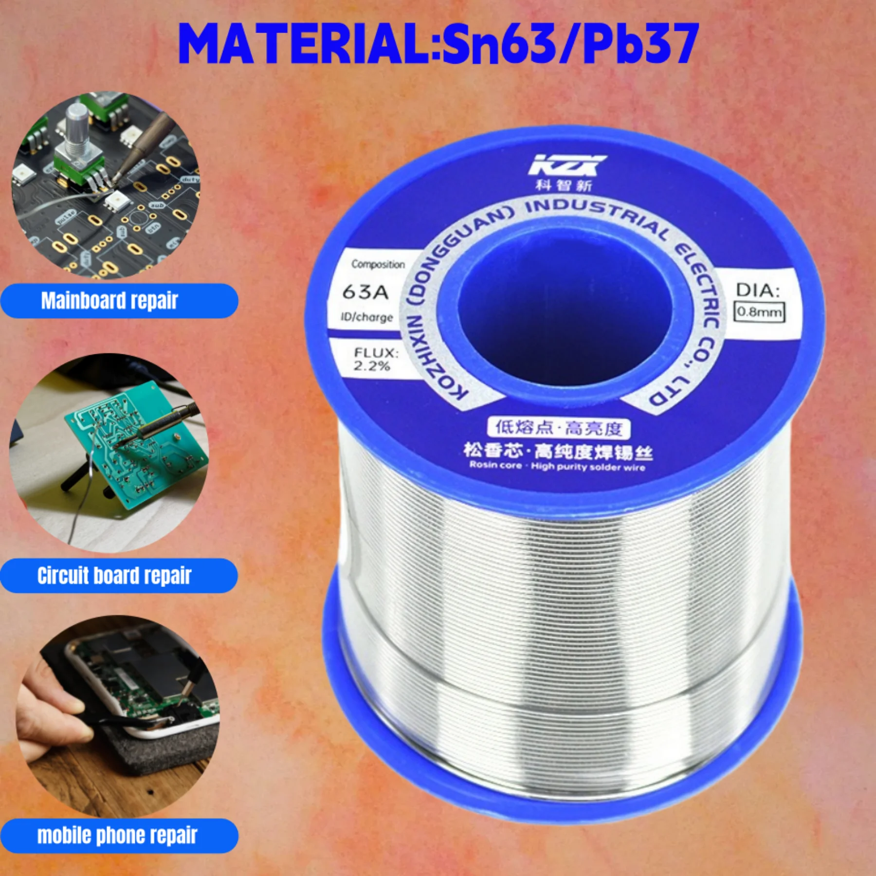 سلك لحام عالي النقاء 63A سلك قصدير ذو نقطة انصهار منخفضة سبيكة رصاص القصدير لإصلاح السطوع للاستخدام المنزلي