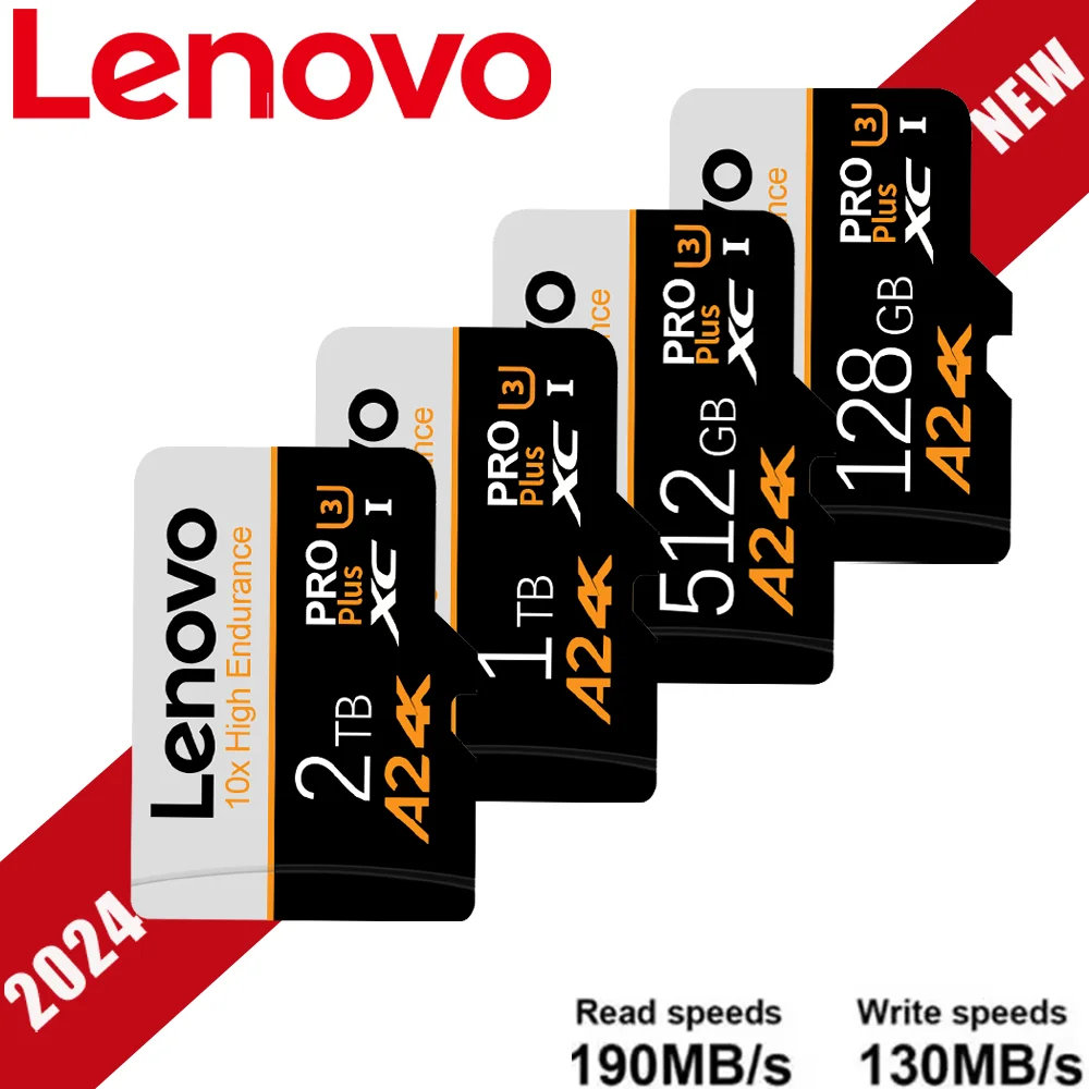 Scheda di memoria originale Lenovo da 1 TB Scheda SD Micro TF ad alta velocità da 128 GB Scheda SD da 2 TB 1 TB 512 GB V30 U3 TF per Tablet Ps4 SSD Switch PC