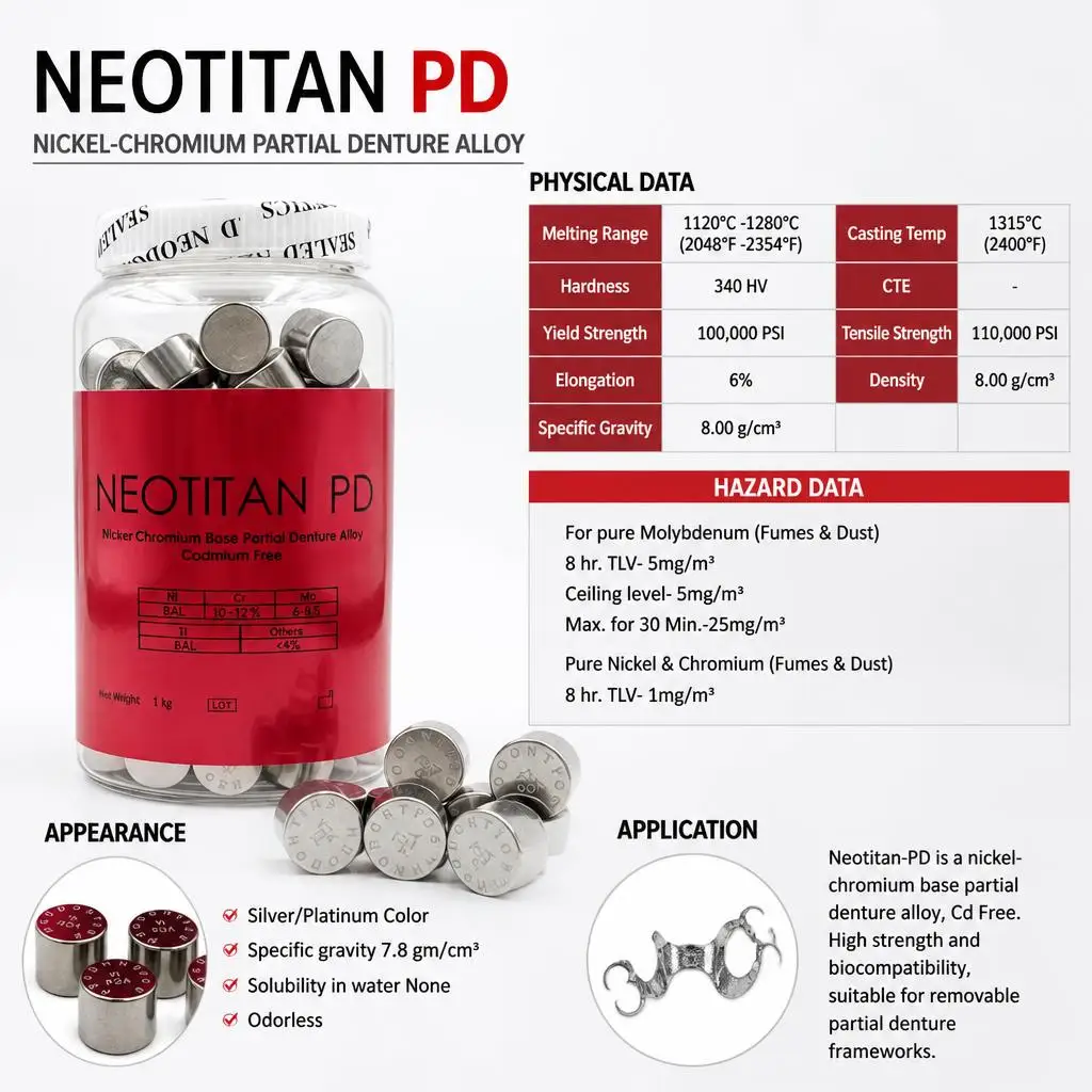 COBAFLEX  & Neotitan-PD Ti for PFM Crown & Bridge, Cd-Free & CE Class II Dental Lab Casting Alloy