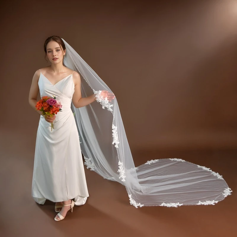 プレミアムステッチビーズレースレースベールヘアコームソフトヘアアクセサリー