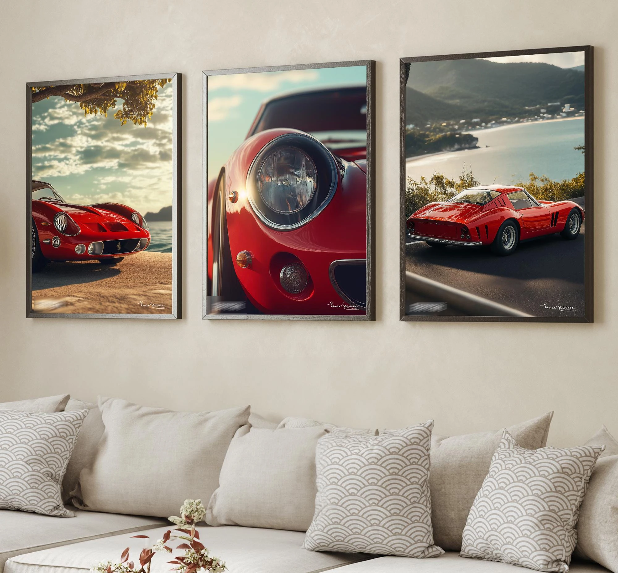 

Set of 3 Sexy Woman in Supercar Poster Print Canvas painting Wall Art Decor Picture For Living Bed Room Home Decor