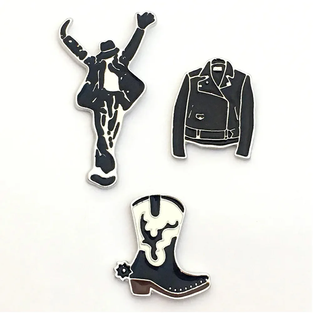 Cartoon Singer MJ-Shaped Badges, Creative Character Letter Series Alloy Pins, Accessory for Clothing and Bags, Gifts for Friends