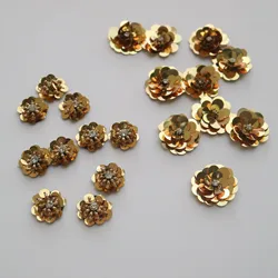 10pcs/lot Handmade golden flower beaded patches for clothing DIY sew on patch embroidered applique Parches