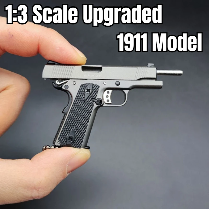 1:3 Scale Mini 1911 Pistol Keychain, Zinc Alloy Detachable Handgun Model, Non-Firing Key Ring Ornament