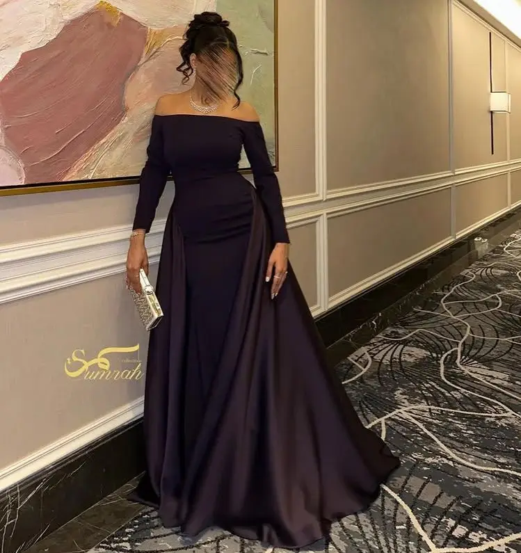 Fora do ombro vestidos de noite dubai plissados apliques vestidos de baile sereia vestido de aniversário vestidos de baile de casamento personalizado