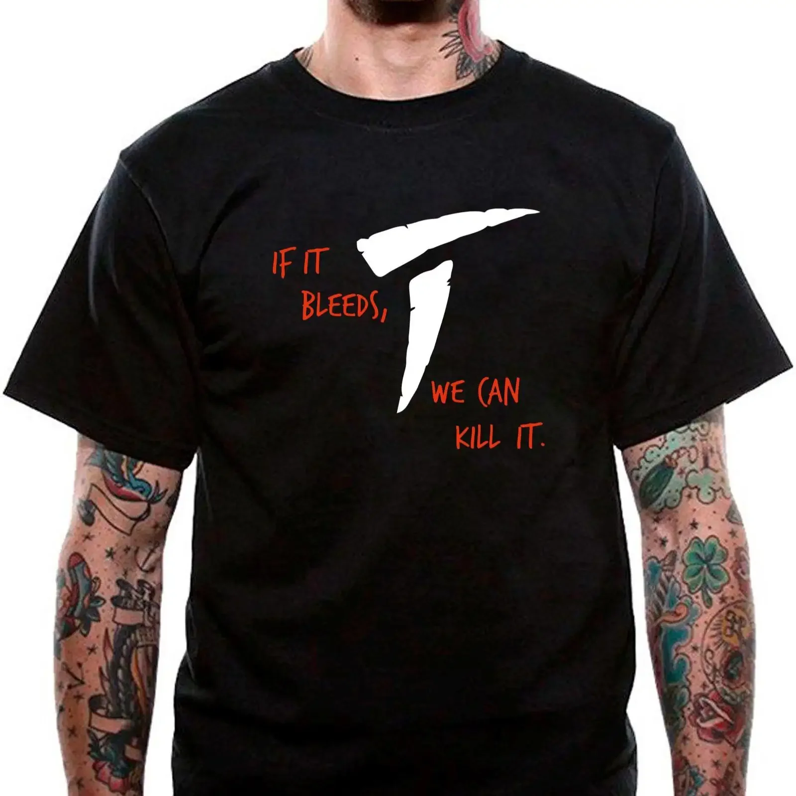 If It Bleeds We Can Kill T Shirt Uneek Fun Novelty Predator vintage Washed graphic Soft Breathable Stylish Comfortable fashion