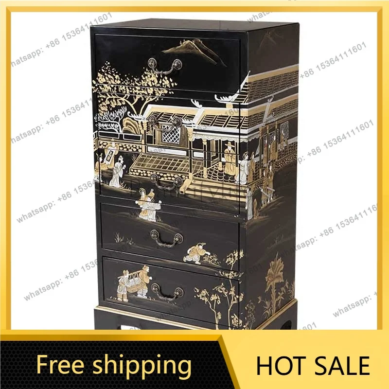 FG Modern Simple Chinese New Chinese Retro Black Painted Decorative Display Storage Cabinet