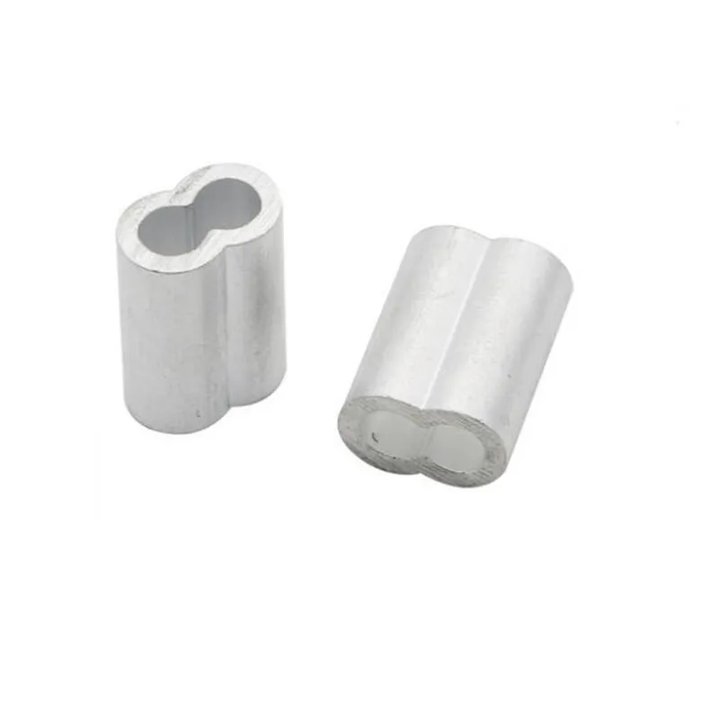 1000pcs 1.2mm M1.2 Aluminum Cable Crimps Sleeve Shape 8 Double Hole Ferrule Crimping Loop Wire Rope Clip Swage Fittings