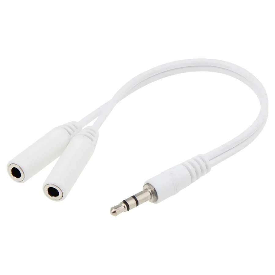 500pcs/lot 3.5mm Stereo 1 Male to 2 Female Audio Cable Jack Earphone Headphone Y Splitter Adapter Cord