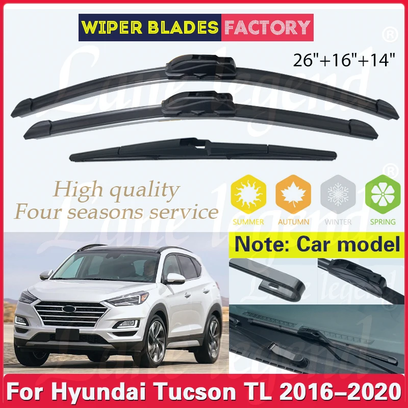 Wiper Front Rear Wiper Blades Set For Hyundai Tucson TL 2016-2020 Windshield Windscreen Window Brushes 26