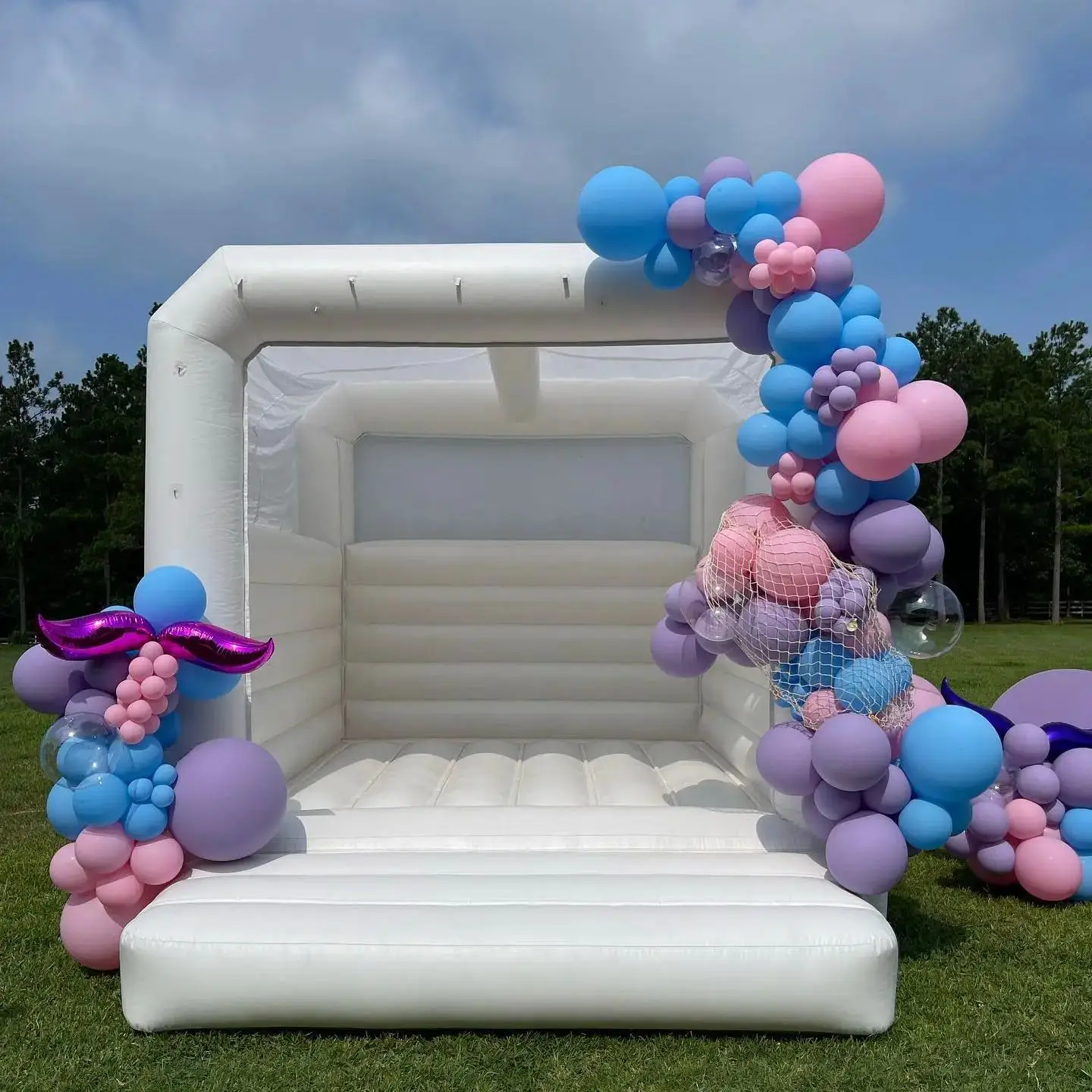 

mini White Inflatable Bounce House Castle with Blower for Kids 1-6 Years Birthday Wedding Party outdoor