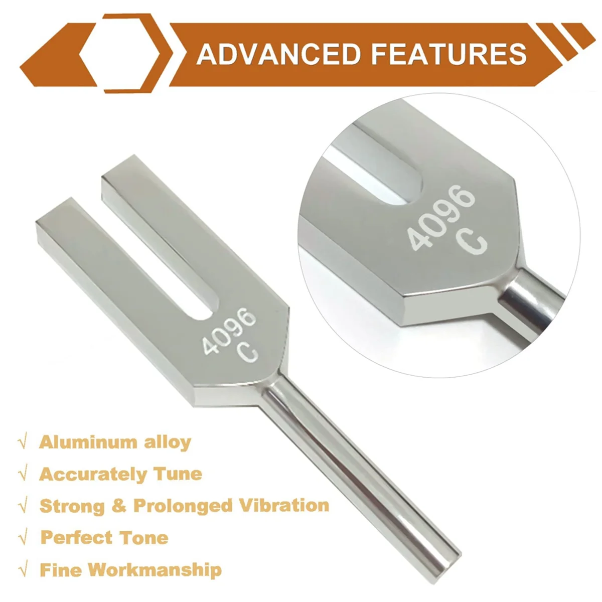 4096 Hz Tuning Fork, Crystal Tuning Fork for Healing, Medical-Grade with Wood Hammer and Soft Storage Bag