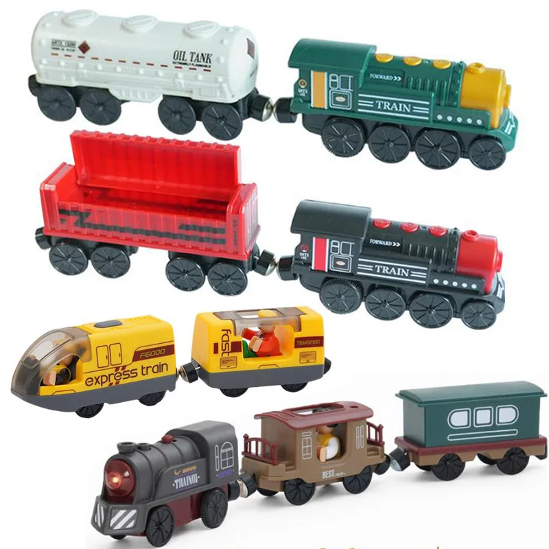 Battery Operated Electric Train Set Magnetic Electric Train Wooden Train Tracks Toys for Toddlers 3 4 5 Year Boys Girls Kids