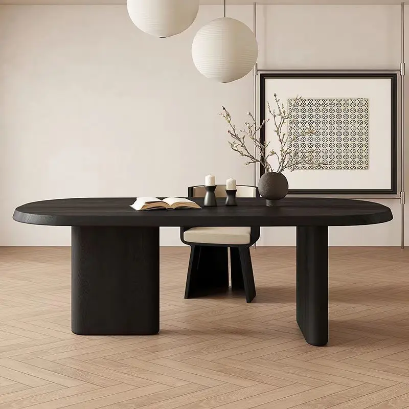 Nordic medieval style solid wood dining table wabi modern minimalist desk deskfamily rectangular workbench