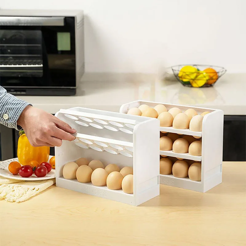 Egg Storage Holder Refrigerator Egg Stand Shelf Fresh Storage Box Kitchen Eggs Display Rack Eggs Container Fridge Organizer