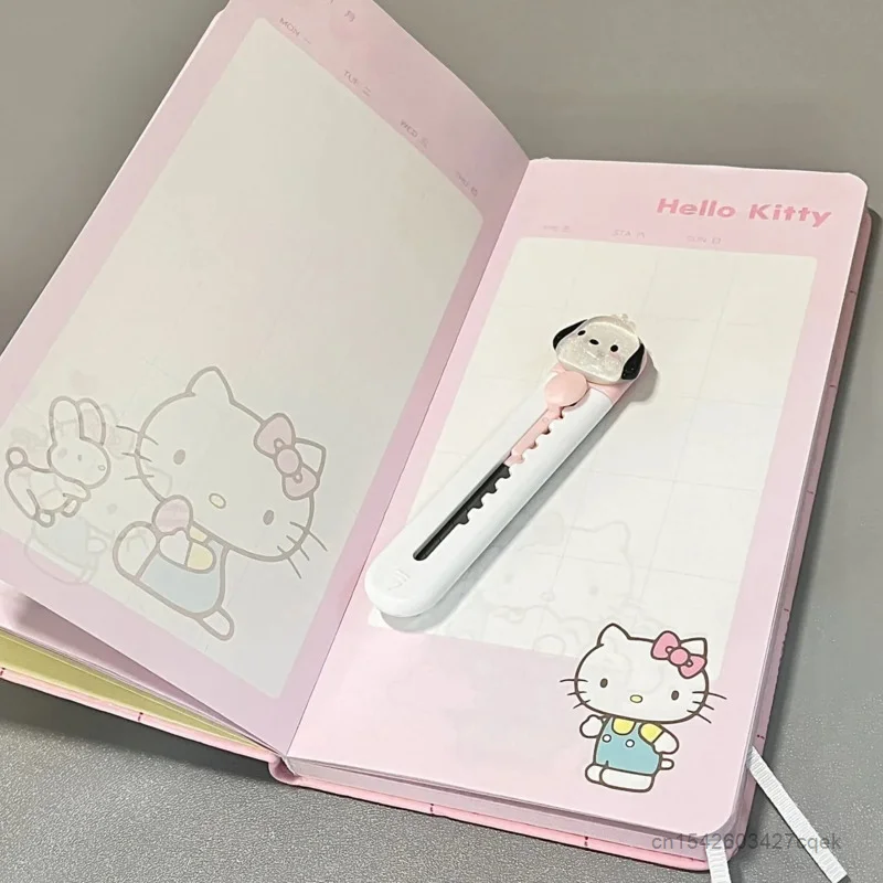 Sanrio Hello Kitty Cute Printed Page Notebook Y2k Aesthetic Mini Portable Diary Cartoon Stationery Supplies Study Plan Note Book