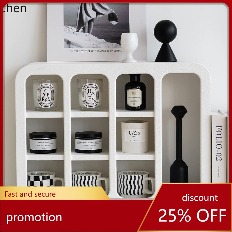 HXL Nordic Simple Living Room Lattice Shelf Shelf Wall Cabinet Desktop Storage Display Cabinet