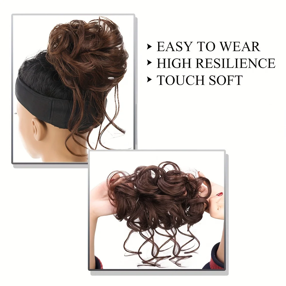 Chignon synthétique désordonné pour femmes, chignon ébouriffé, extensions de cheveux, chignon, bouclé, ondulé, accessoires de cheveux