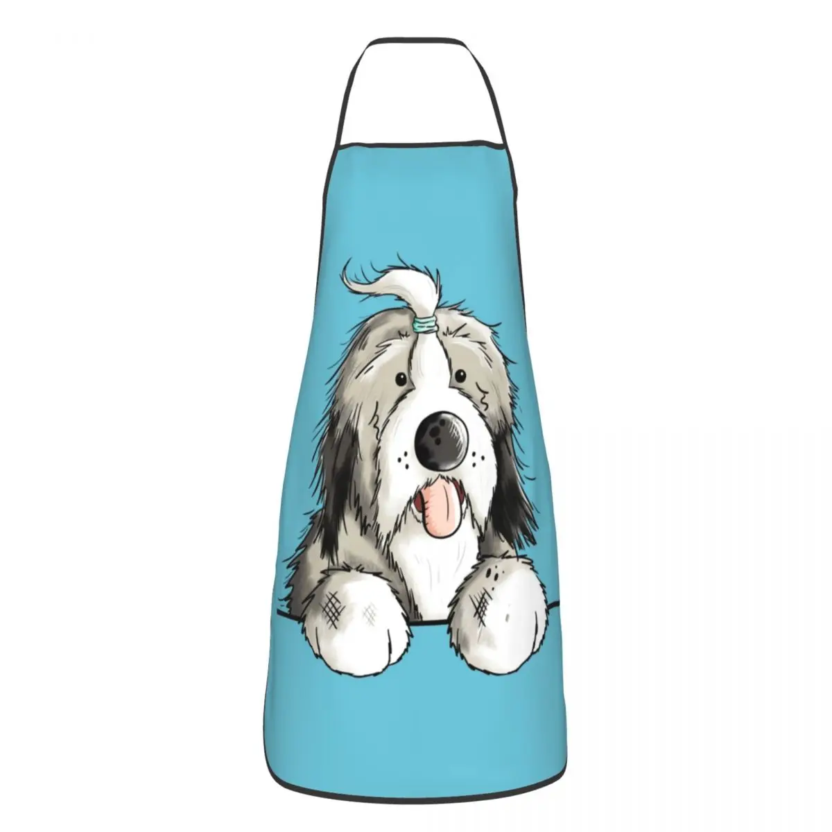 Custom Unisex Happy Bearded Collie Dog Bib Apron Adult Women Men Chef Tablier Cuisine for Kitchen Cooking Pet Animal Baking