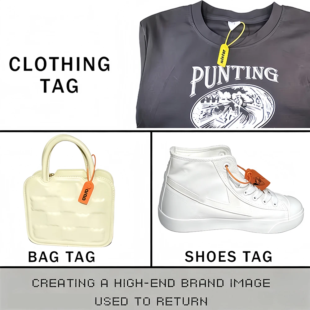 100 Stück personalisierte Kleidungsetiketten mit Logo, personalisierte Sicherheitsdruck-Etiketten aus Kunststoff für Kleidung, Schuhe, Produkte, Schlüsselanhänger, 200 mm/7,8 Zoll – Detail 7
