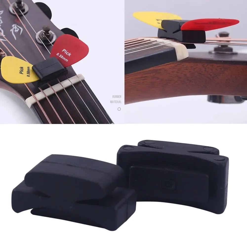 Black Rubber Guitar Pick Clip Expandable Plectrum Organizer Compact 2.5cm Rubber Pick Holder Acoustic Bass Electric Guitar Part