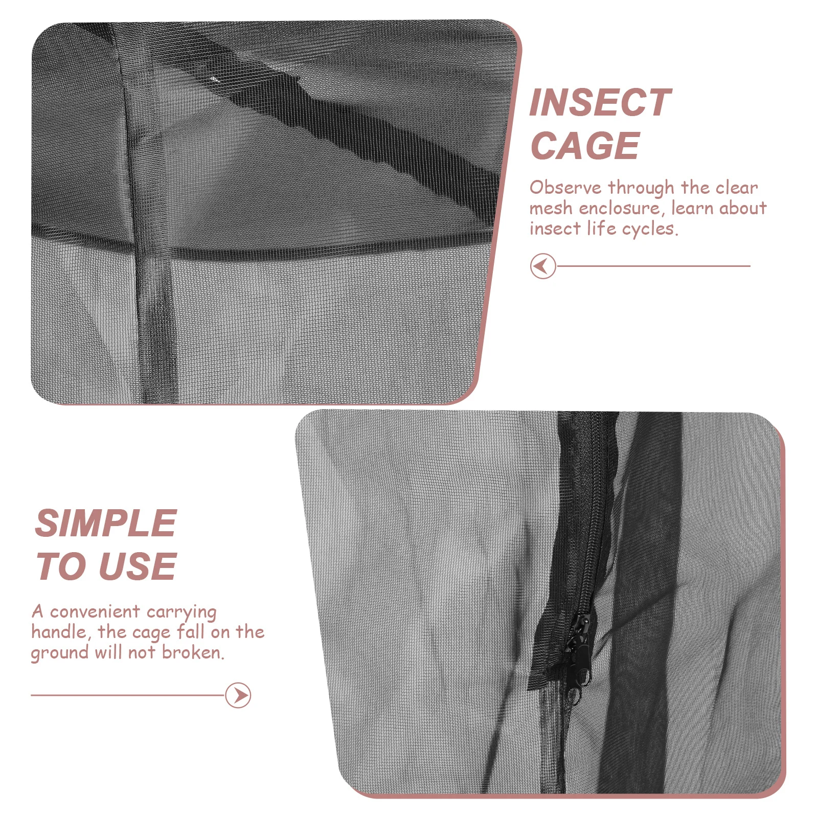 

Butterflies Cage Premium Mesh Polyester Durable Portable Observation Box Folding Breathable Breeding Cage Clear Zipper Opening