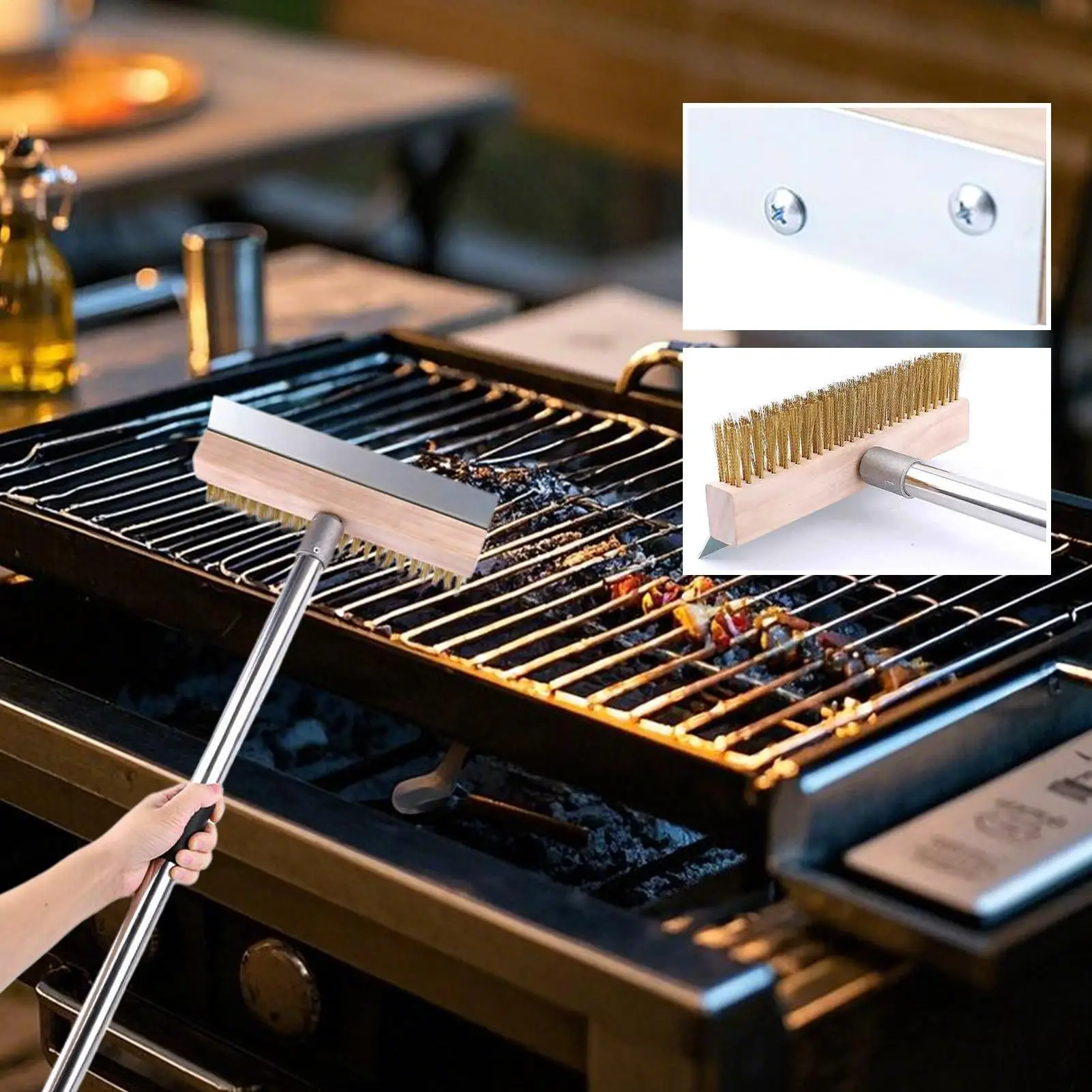 

Щетка для чистки камня для пиццы Щетка для барбекю для уличного гриля Открытый инструмент для чистки гриля с нескользящей ручкой для духовки для пиццы