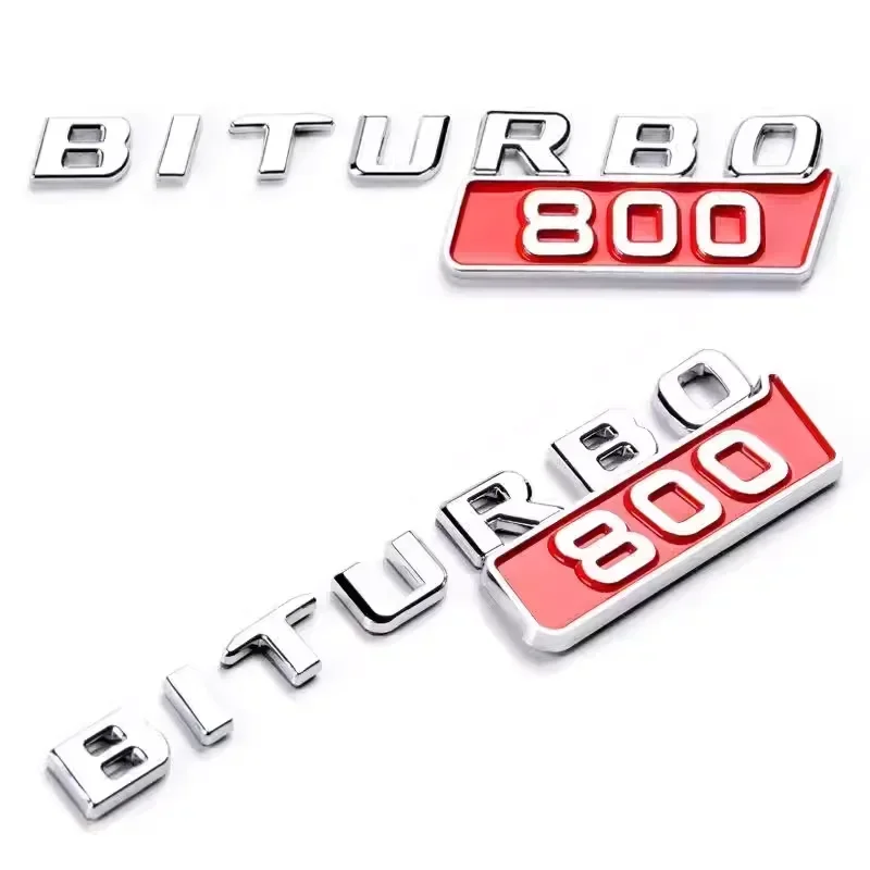 QA 1 pair Car ABS BITURBO 800 700Silver Red Logo Badge Emblem Decals Sticker For Benz BRABUS G Class G700 G800 G900 W461 W463