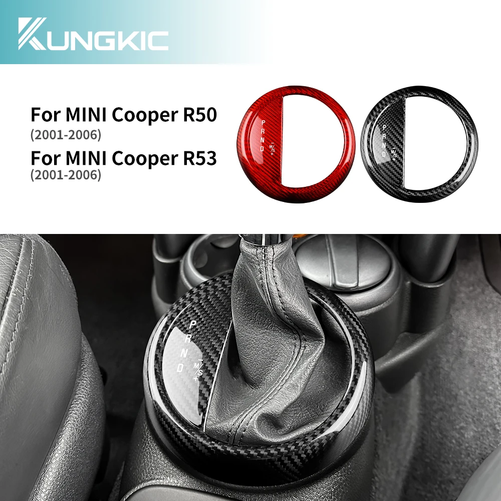 

Для BMW MINI Cooper R50 R53 2001 2002 2003-2006 Автоматическая панель переключения передач, декоративные аксессуары, настоящая сухая наклейка из углеродного волокна