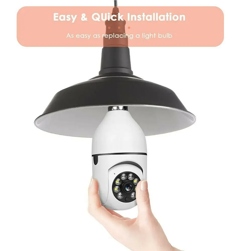 360° Light Bulb Camera Wi-Fi IR Night Smart Home Wireless Security1080P IP E27