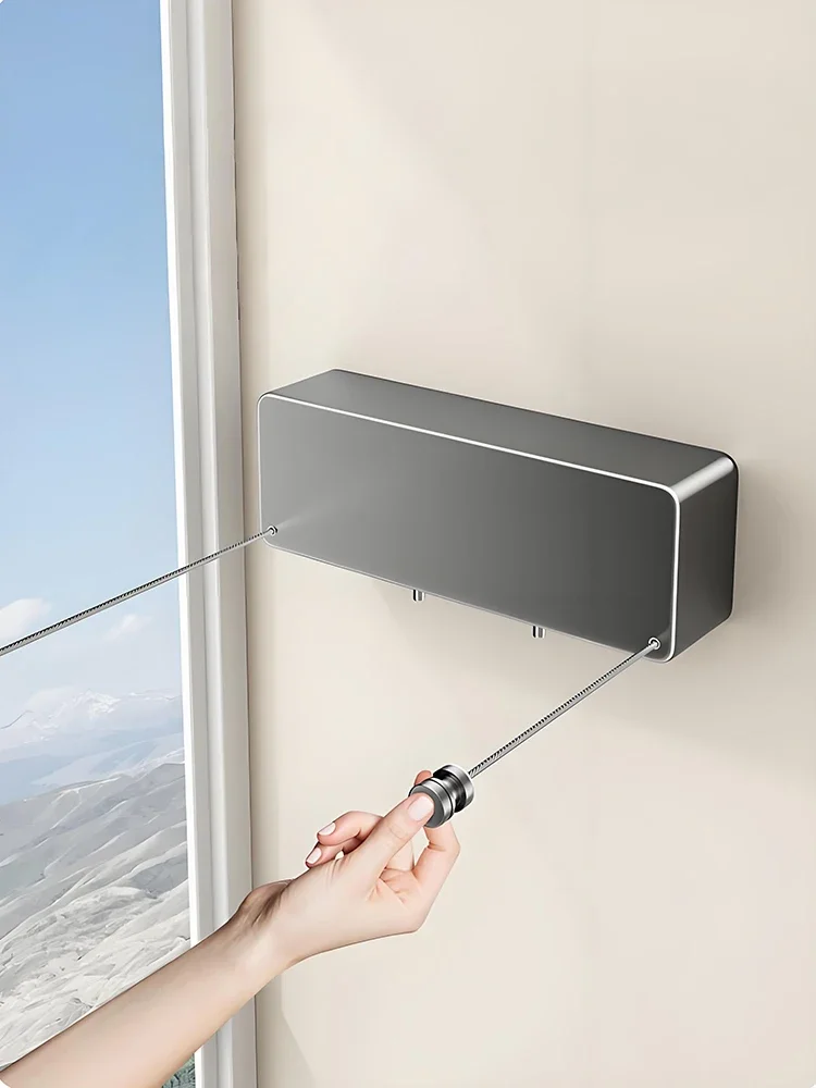 Retractable Clothesline 15.8 Fts Rope Tender Clothes Double Lines Indoor Wall Non-Sagging Laundry Dryer Clothes Line Retracting