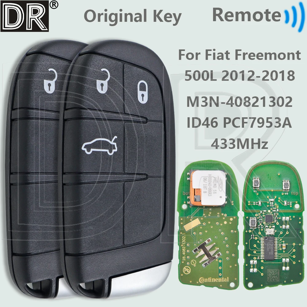 

DR оригинальный ID46 PCF7953A чип 433 МГц M3N-40821302 CY24 бесконтактный автомобильный дистанционный ключ для Fiat 500L Freemont 2012-2018