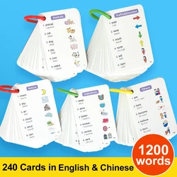 1200 English and Chinese Bilingual Words Learning Cards or Kids Toddler Beginners of English language Montessori Gift