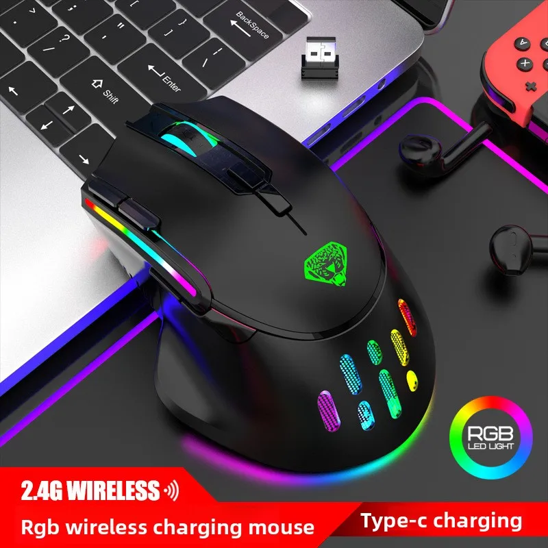 

Беспроводная игровая мышь Q17 с RGB-подсветкой, 2.4G, перезаряжаемая, для настольных ПК и ноутбуков