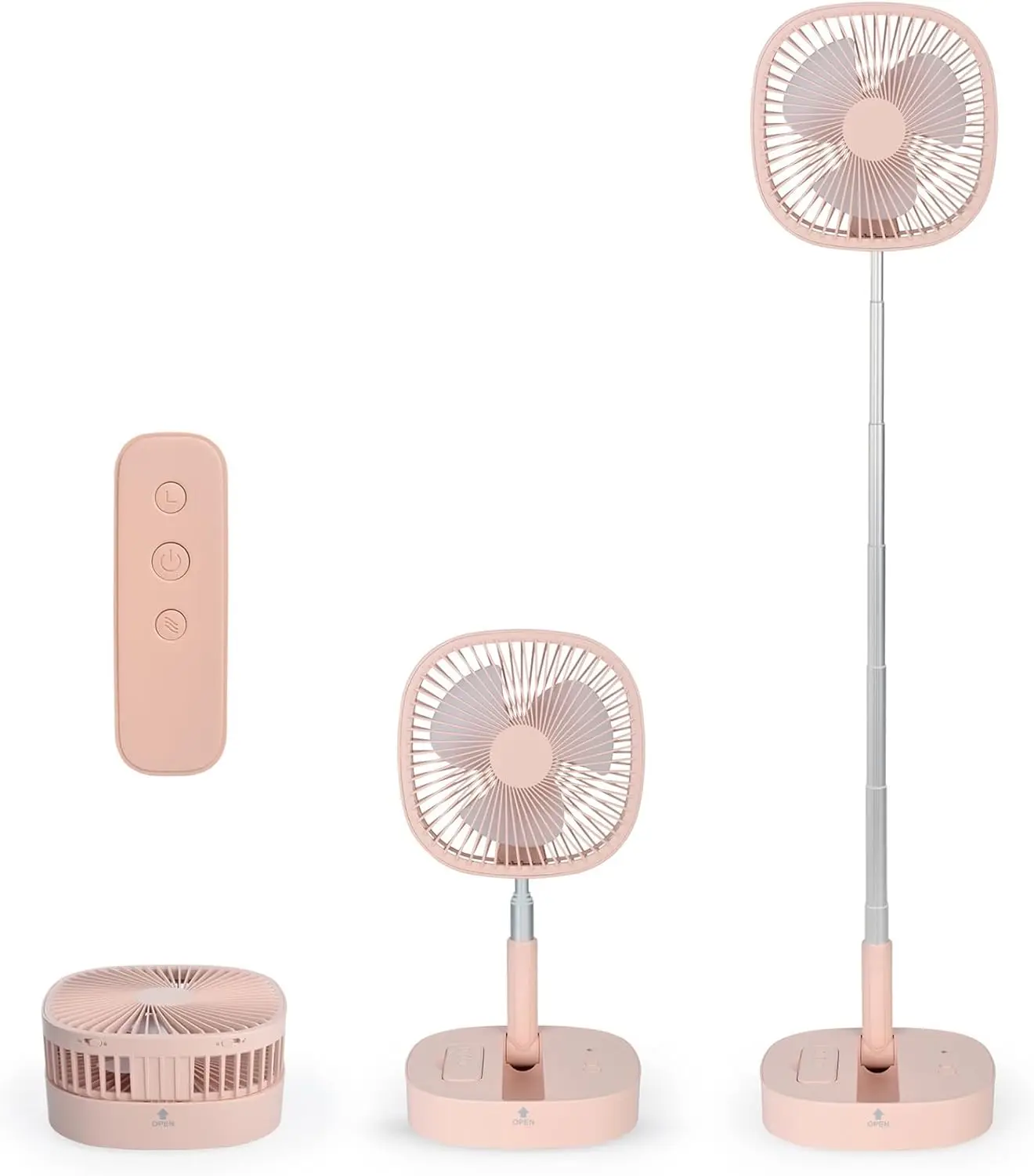 

Portable Pedestal Fan,Foldaway Standing Fan,Foldable 4 Speed Quiet Desk Fan,7200mAh Battery,Remote Control Timer Fan for Home