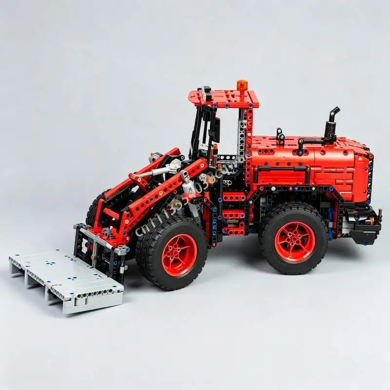 1786 PCS Red Wheel Loader Engineering Vehicle Model MOC Custom Puzzle DIY Assembly Building Blocks Technical Toy Display Gifts