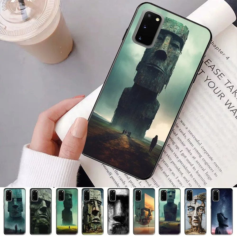 Creative Easter Island Stone Moai Phone Case For Samsung S 9 10 20 21 22 23 30 23plus lite Ultra FE S10lite Fundas