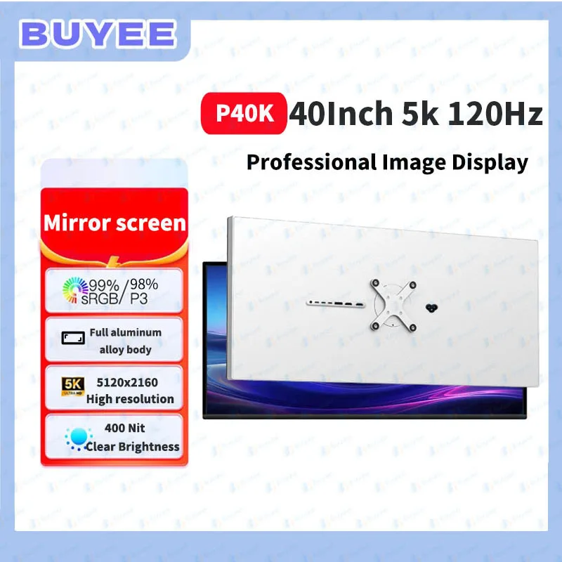 

40 Inch Gaming Monitor Aluminum Computer Display 5K Widescreen 5120*2160 HDR10 120Hz Type-C 100W P40K Matte Screen