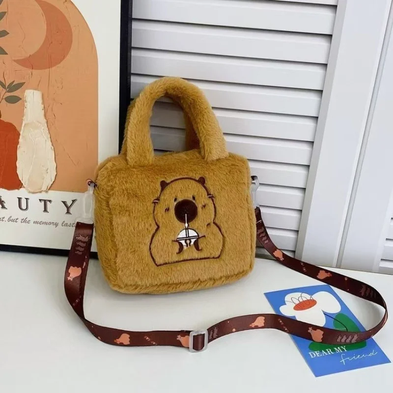 Sac à main en peluche Kapibala pour enfants, sac à dos double, sac DolDave, animal mignon, sac à main en peluche Capybara, dessin animé, couple initié