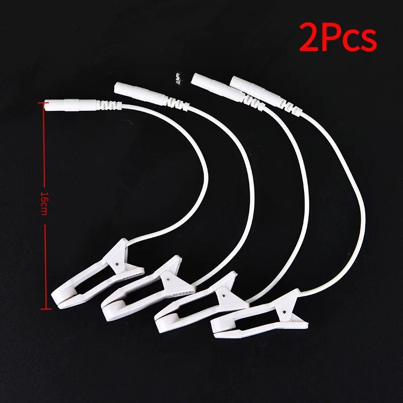 2Pcs 2.0mm Ear Pain Relief Clip Tens Electrode Lead Wire Connecting Cable.