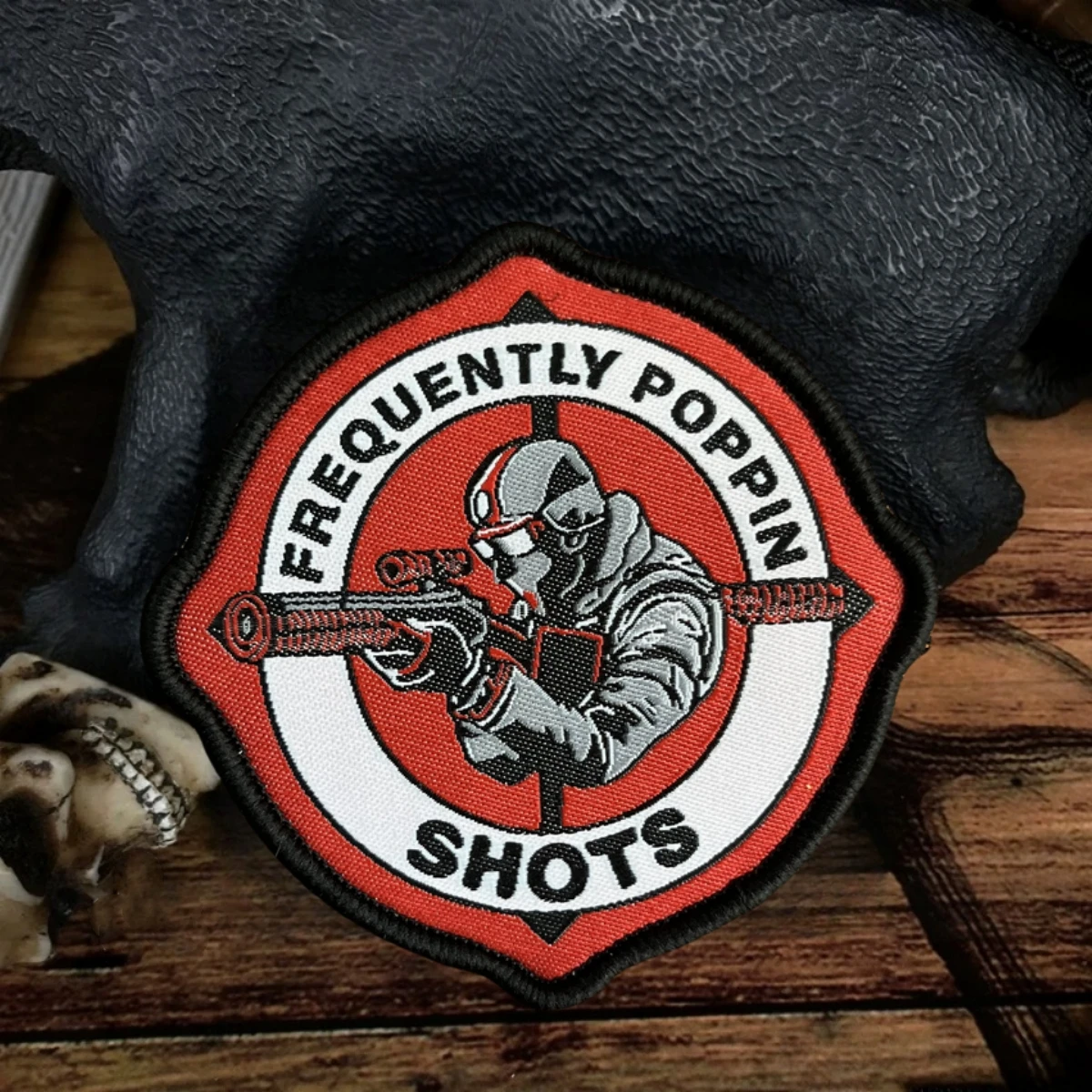 Shots Frequently Poppin Patch Tactical Sniper Morale Badge Backpack Sticker Embroidered Hook and Loop Patches Military Armband