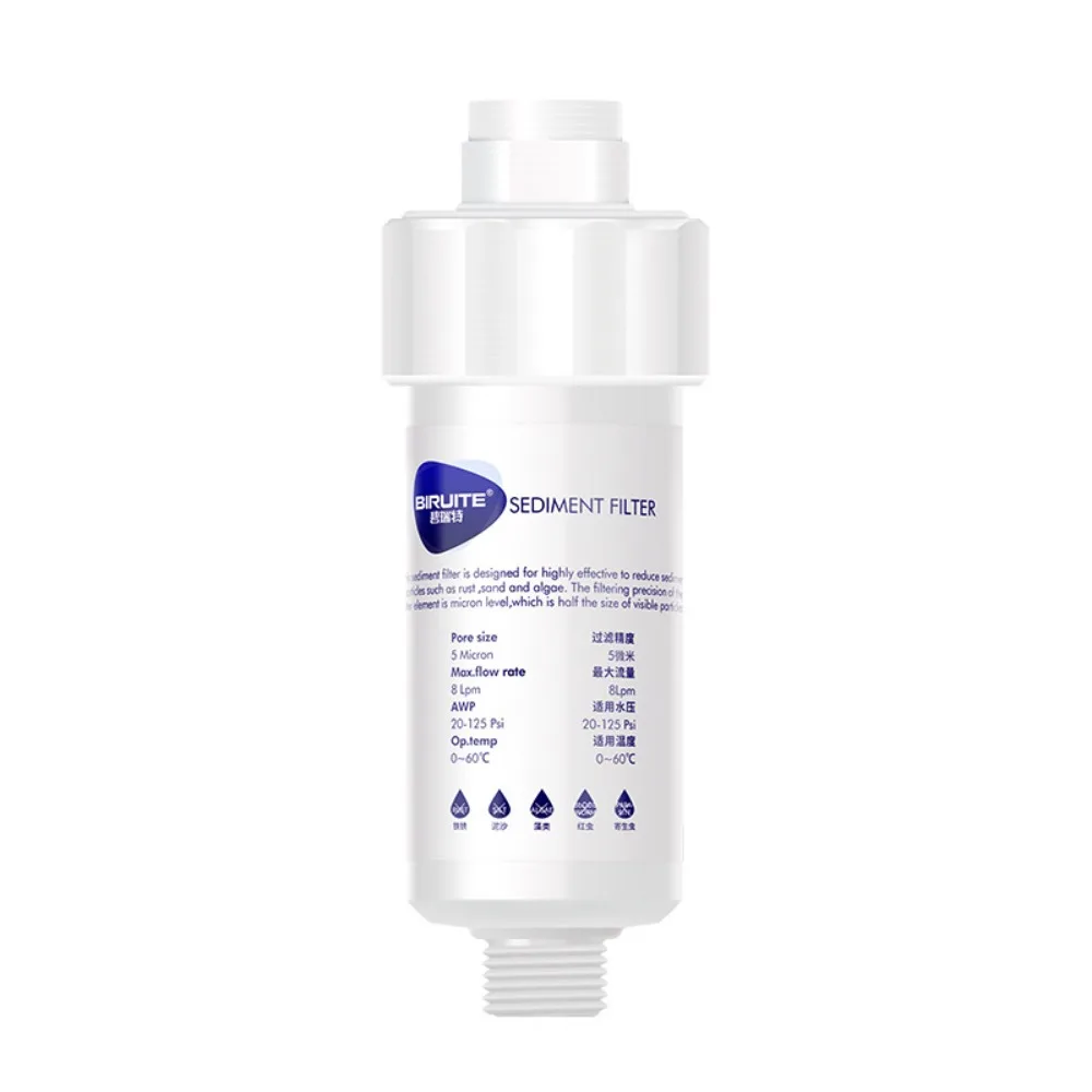 Filtro de agua para grifo para fregadero, purificador de agua pequeño para lavadora de ducha, eliminación de arena de hierro de 1 etapa con filtro de algodón PP