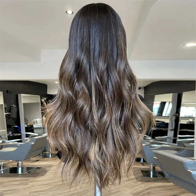 Ombre brązowy Body Wave 30 cali 5x5 jedwabna podstawa bezklejowa miękka żydowska peruka z włosami dziecka HD koronka europejskie włosy wstępnie zrywane