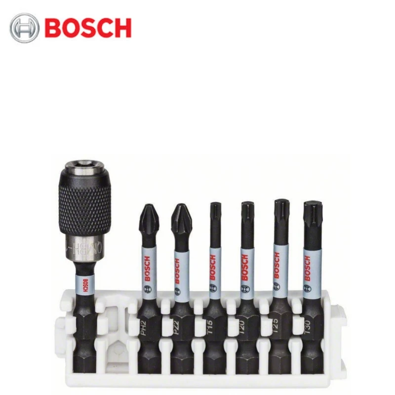 

КОМПЛЕКТ БИТ Bosch 2608522327, ударопрочные винтовые бит, крестовые бит 50 мм, набор из 7 шт. (PH2,PZ2,T15,T20,T25,T30 + Удлинительный стержень)