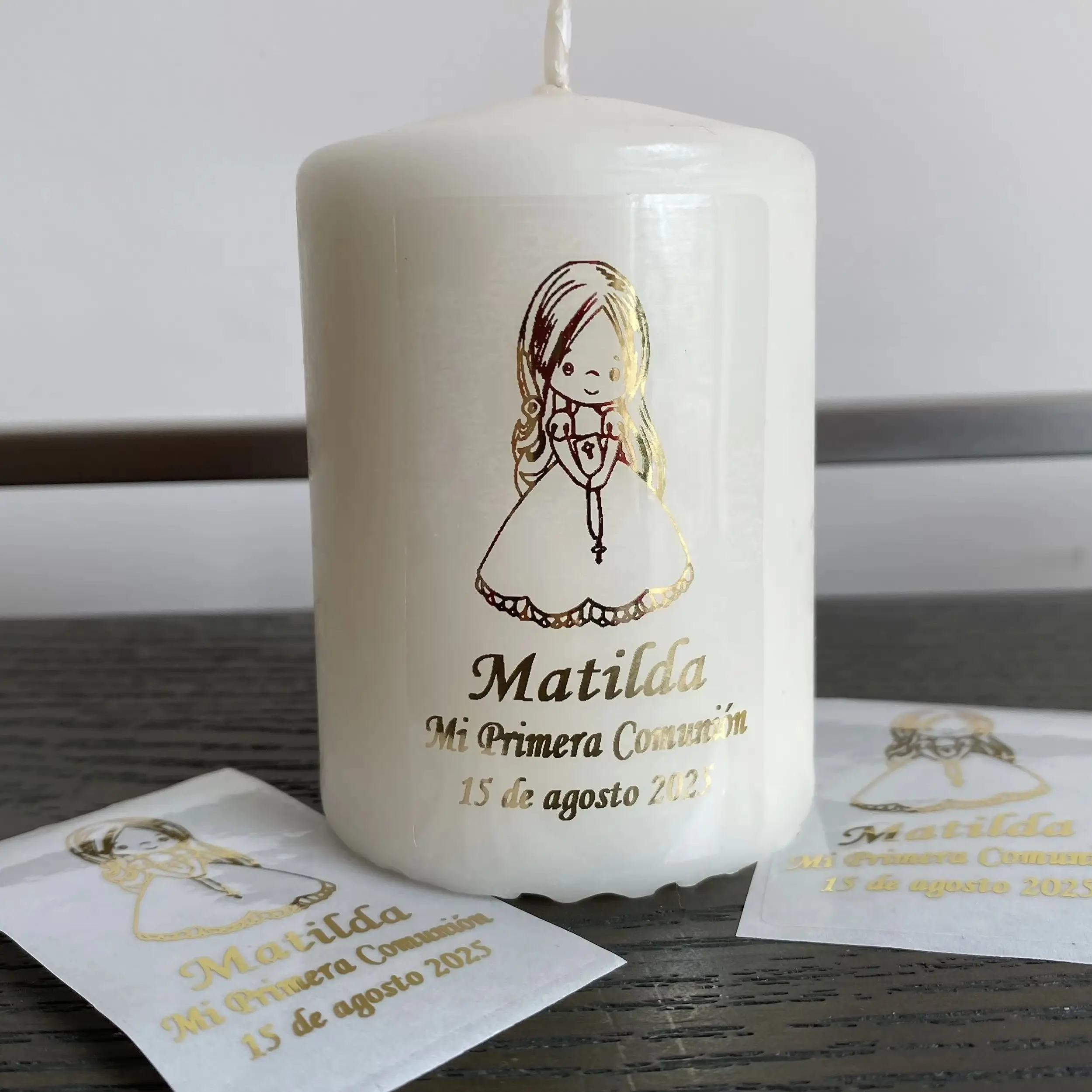 Girls Mi Primera Comunion Personalised Stickers My First Communion Thank You Candle Stickers Favors Gifts Labels