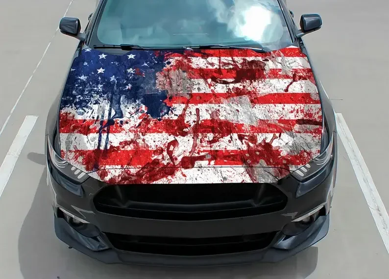 Car Hood Decal, Vinyl, Sticker, Graphic, Wrap Decal, American Flag, Truck Decal, Truck Graphic, Bonnet Decals, Skull, F150