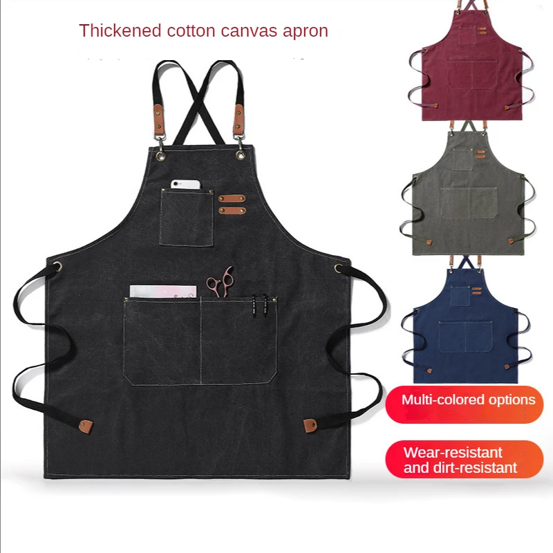 

Beauty Nail Salon Studio Fashion Workwear Kitchen Chef Work Apron Canvas Apron Restaurant Barbecue Bar Cafe Men's Ladies Aprons