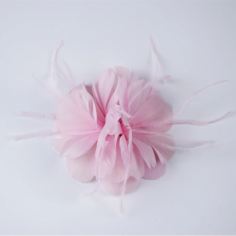 1 Stück natürliche Feder-Blumenbrosche, rosa Federn für DIY-Handwerk, Hochzeit, Party, Kopfschmuck, Zubehör, Schmuck, Kleid, Dekoration